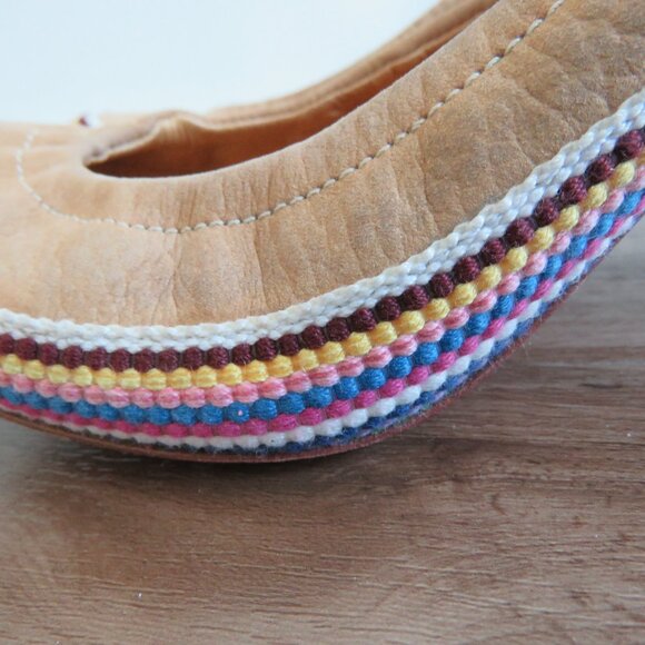 C.N.C COSTUME NATIONAL Tan Leather Boho Crochet Heeled Slip On Shoes - Size 9.5 - Picture 6 of 16